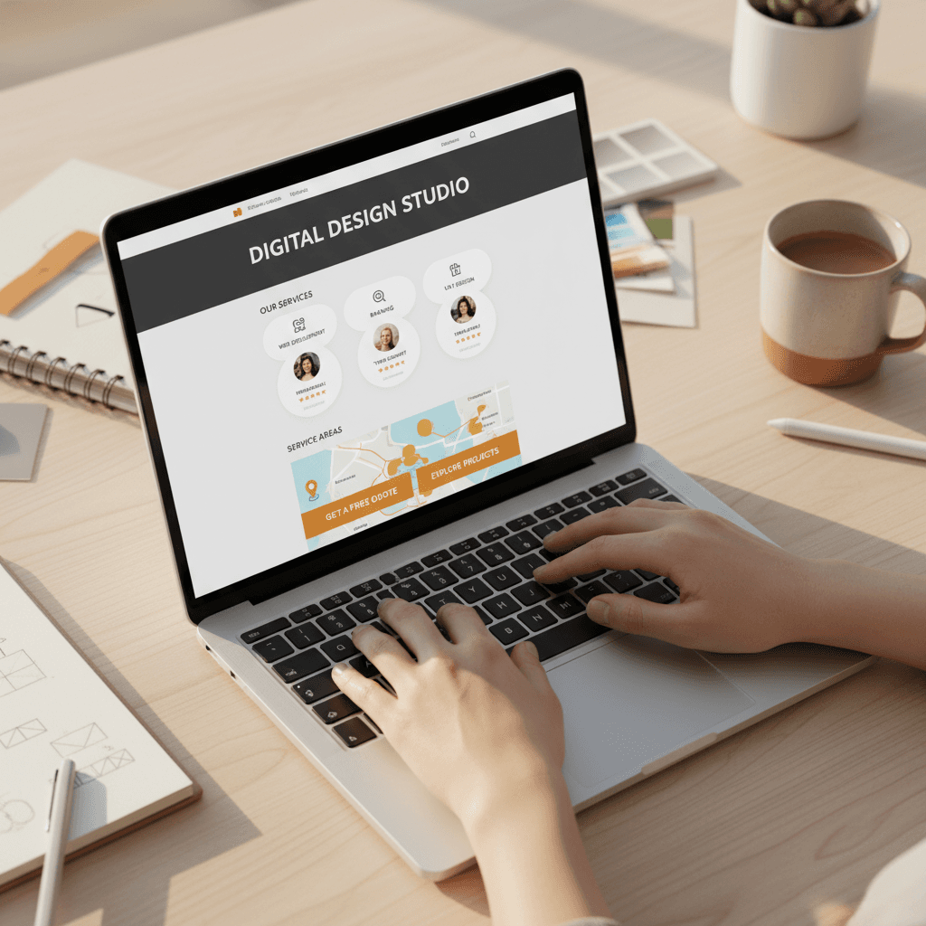 Service business website featuring client testimonials and service offerings