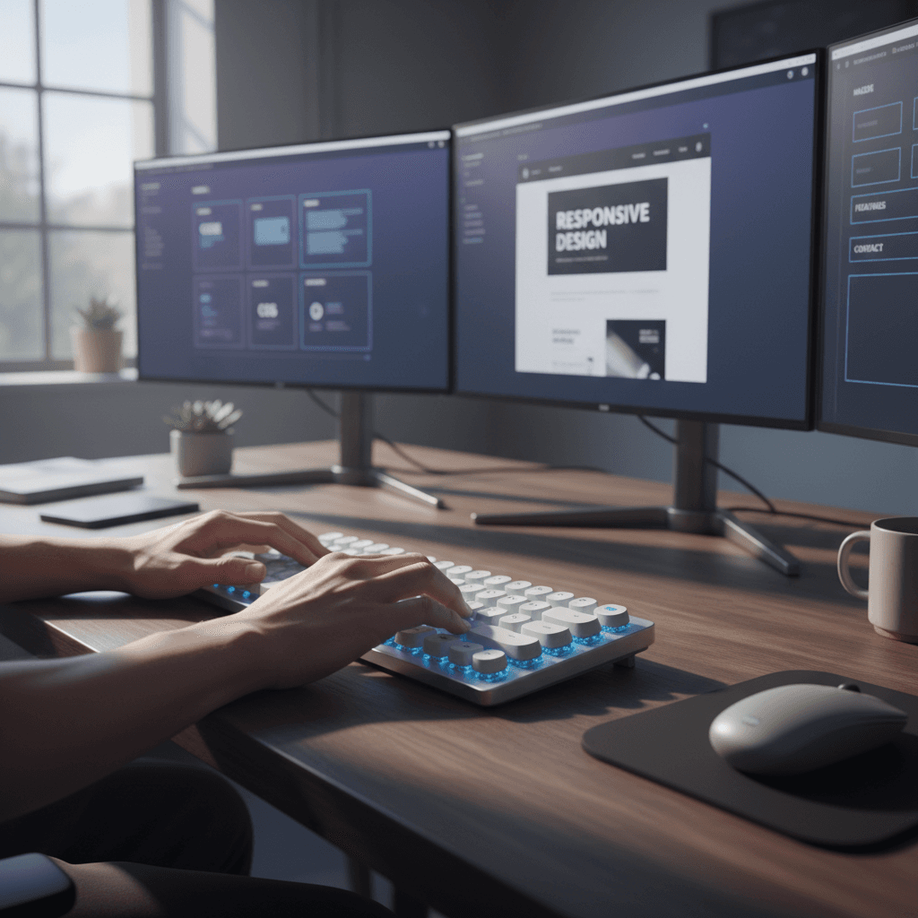 Web developer at work on professional website design